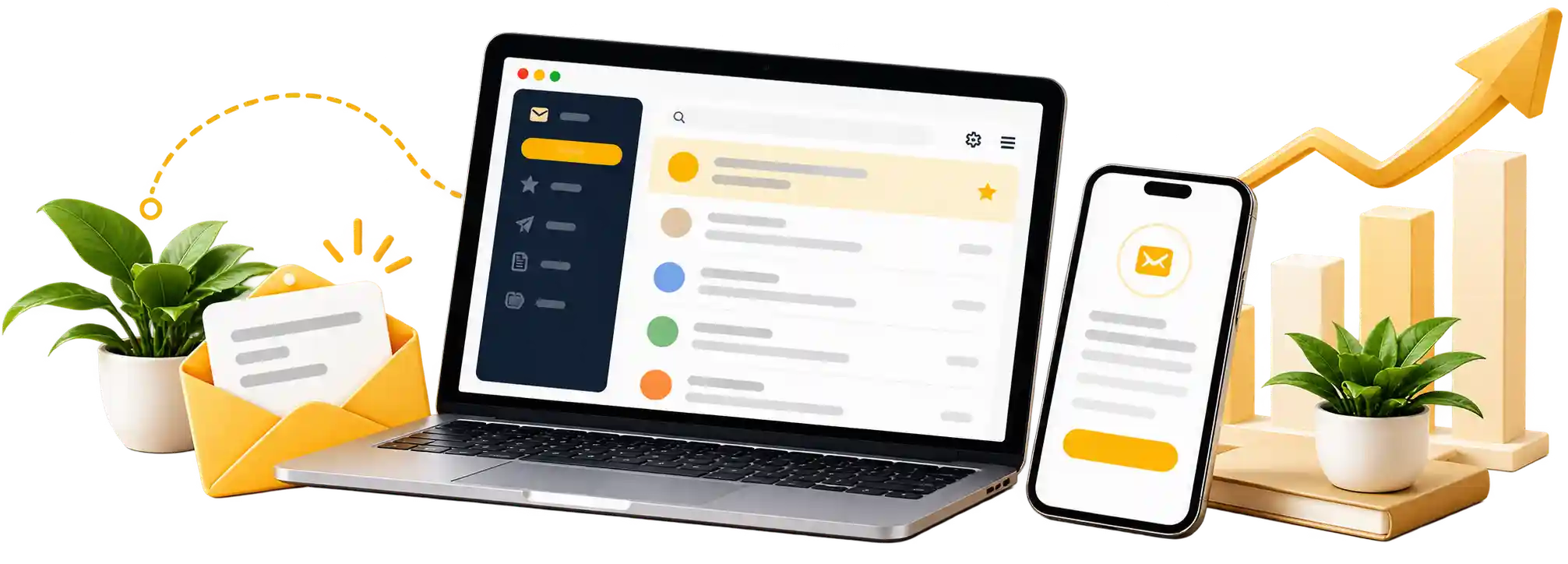 Email productivity workspace with connected inbox and WhatsApp customer messages
