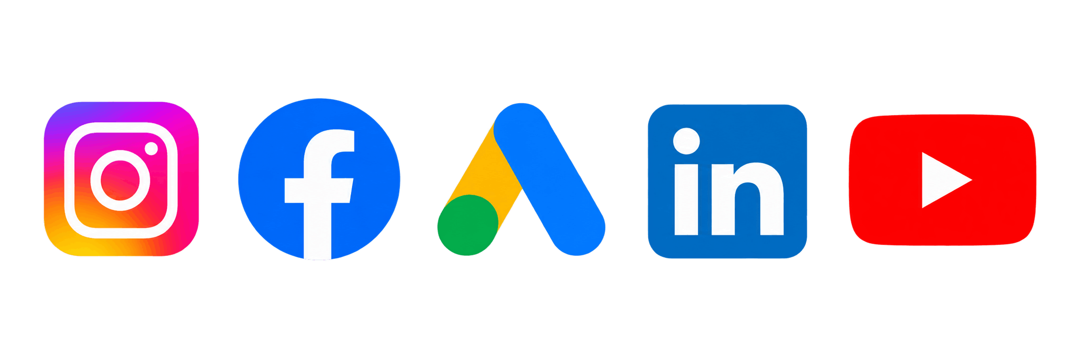 Instagram, Facebook, Google Ads, LinkedIn and YouTube